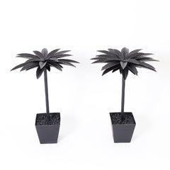 Pair of Painted Metal Palm Trees