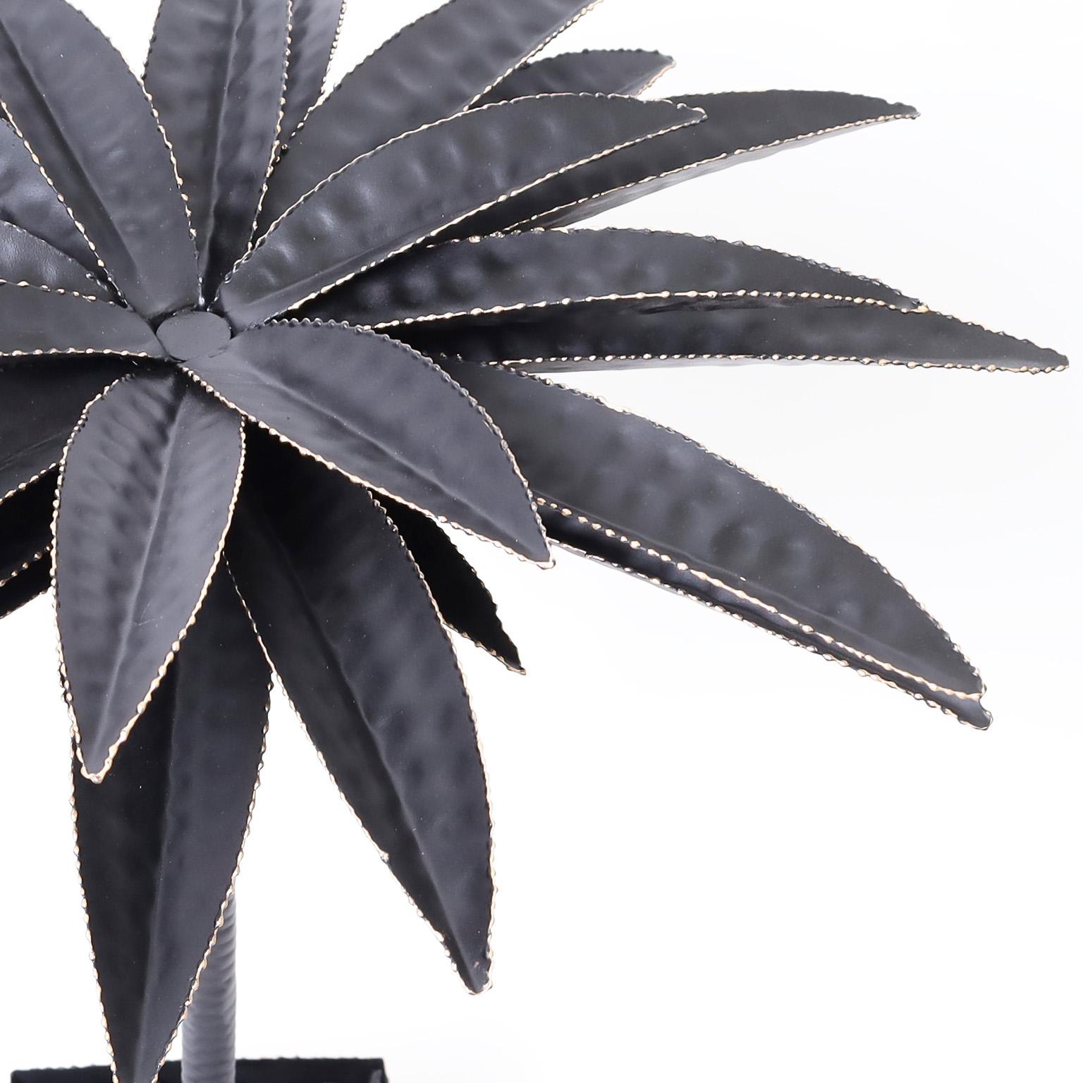 Pair of Painted Metal Palm Trees - Gray Abstract Sculpture by Unknown
