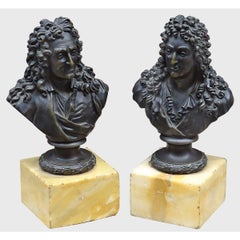Pair of Racine Et Boileau bronze busts