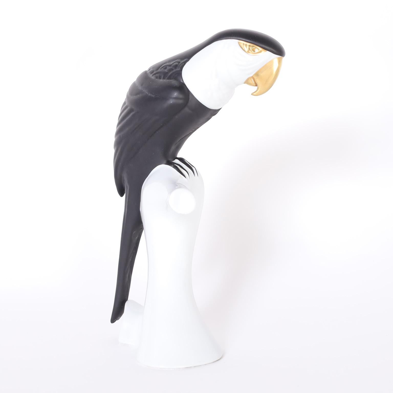 Pair of Royal Dux Porcelain Parrots - Sculpture by Unknown