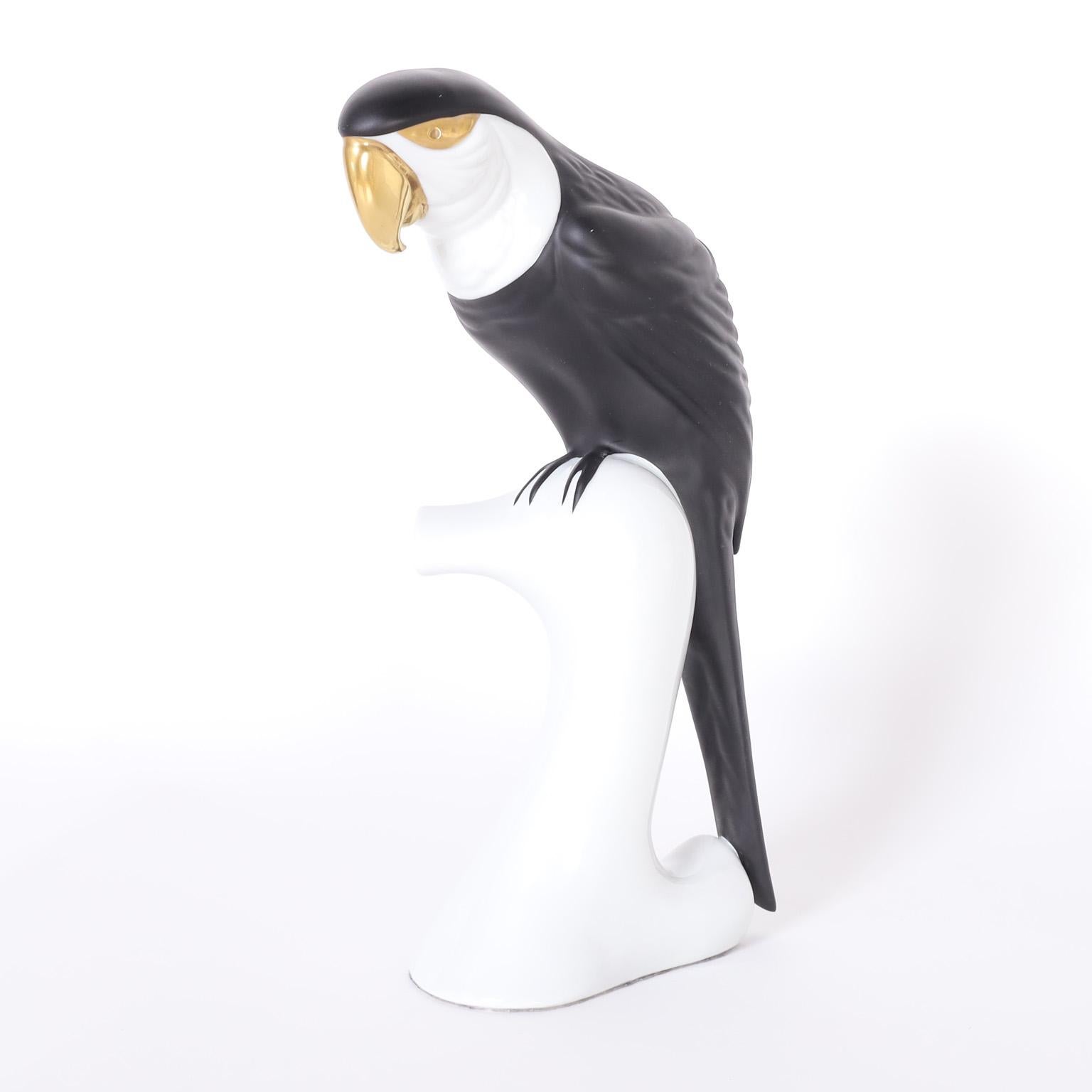 Pair of Royal Dux Porcelain Parrots For Sale 3