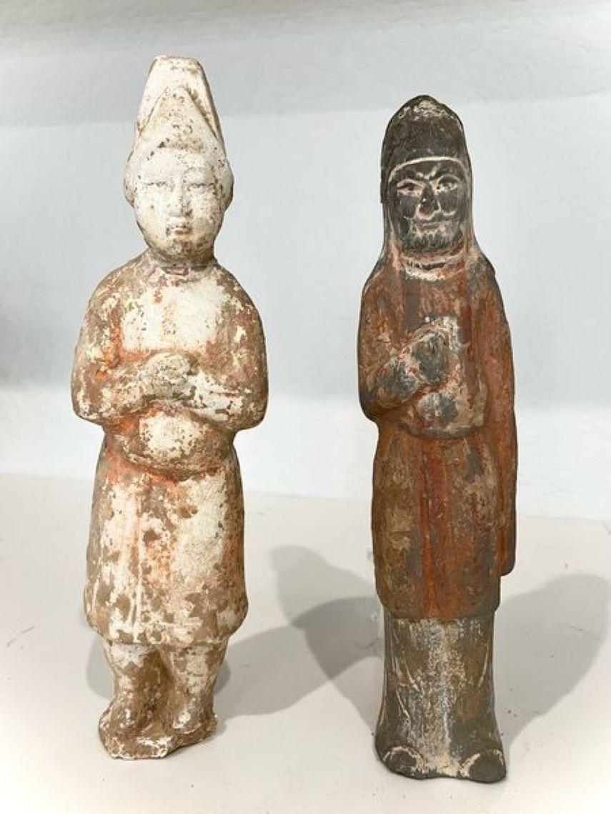 Pair of Tang Dynasty Figures - Sculpture by Unknown