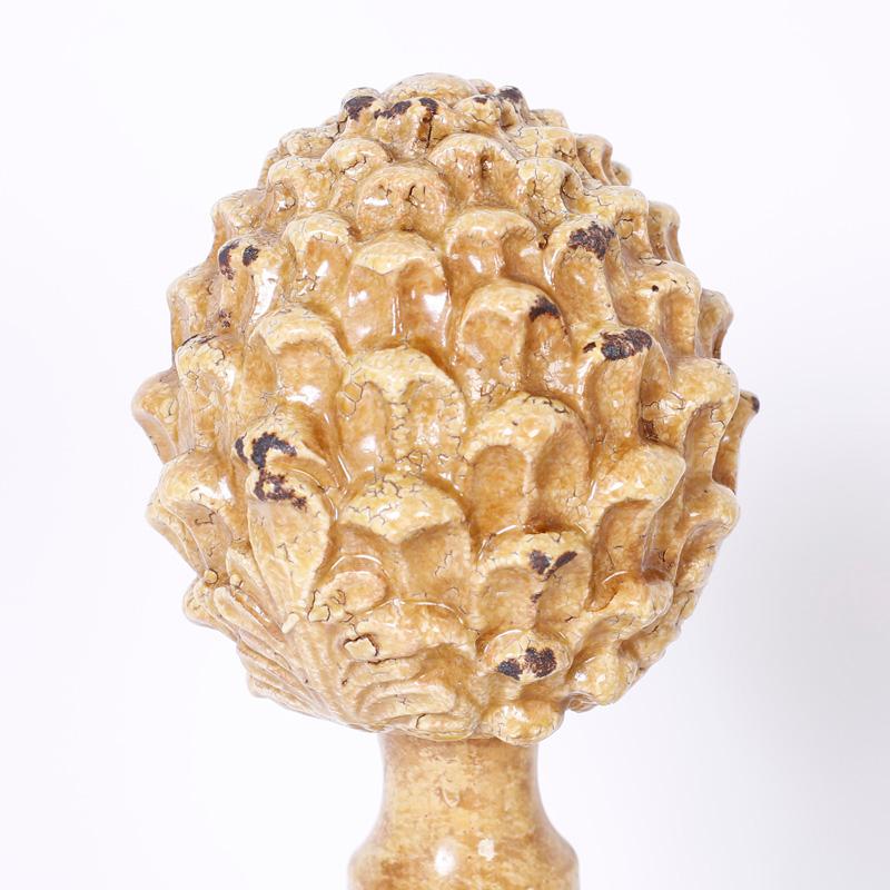 Coppia di guarniture per carciofi in terracotta - Sculpture Art Nouveau di Unknown