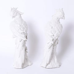 Pair of Vintage Blanc de Chine Bird or Parrot Figures