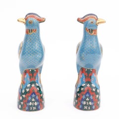 Pair of Vintage Chinese Cloisonné Birds