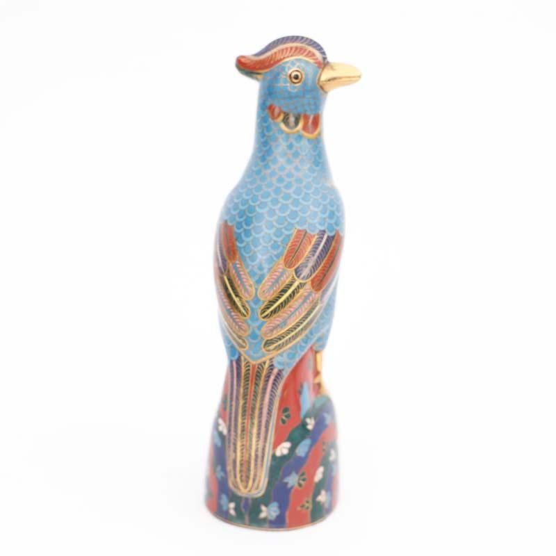 Pair of Vintage Chinese Cloisonné Birds - Gray Figurative Sculpture by Unknown