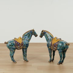 Pair of Vintage Chinese Cloisonne Horses