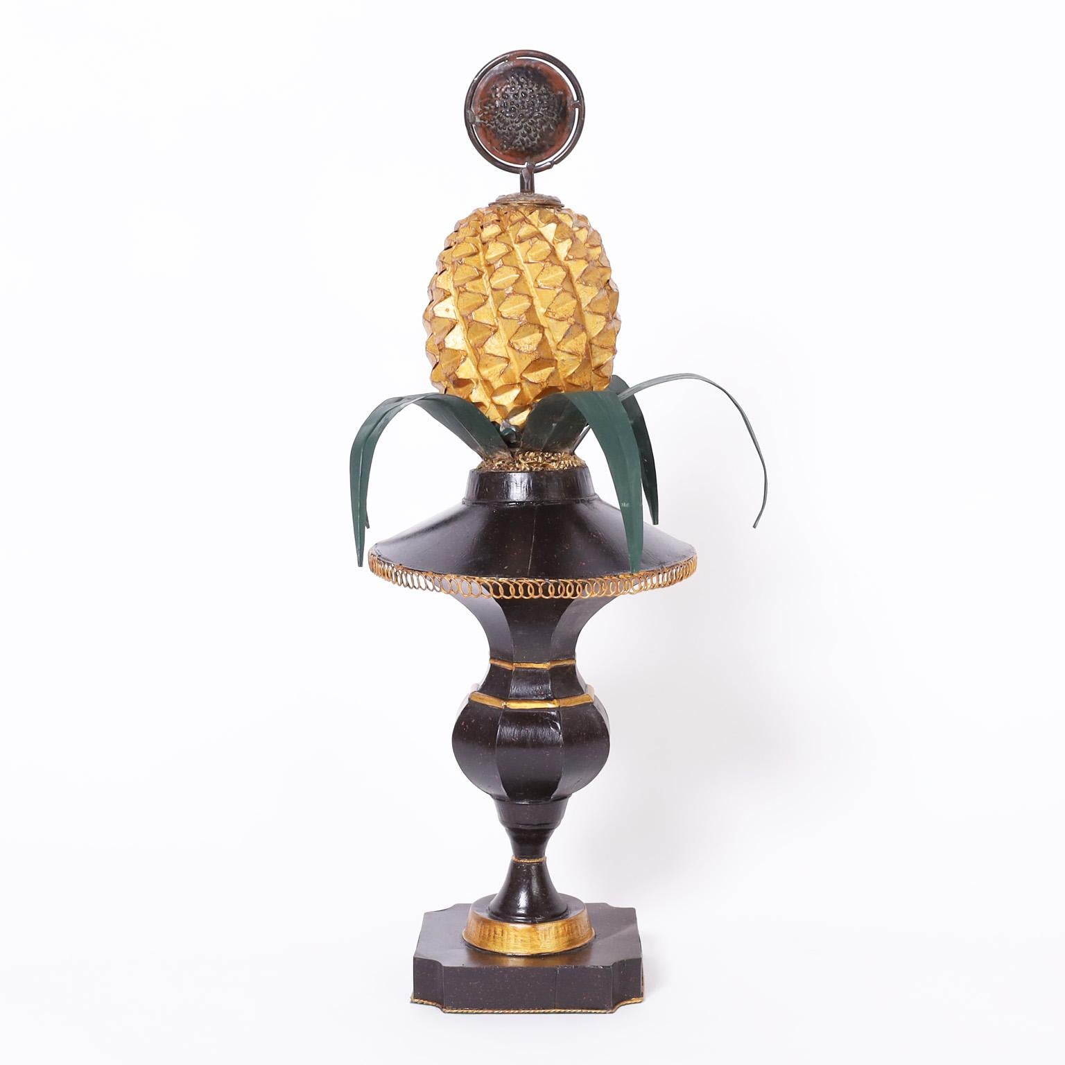 Pair of Vintage Italian Tole Pineapples - Sculpture by Unknown