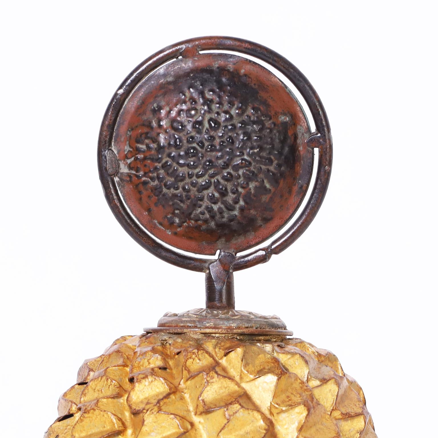 Pair of Vintage Italian Tole Pineapples - Gray Figurative Sculpture by Unknown