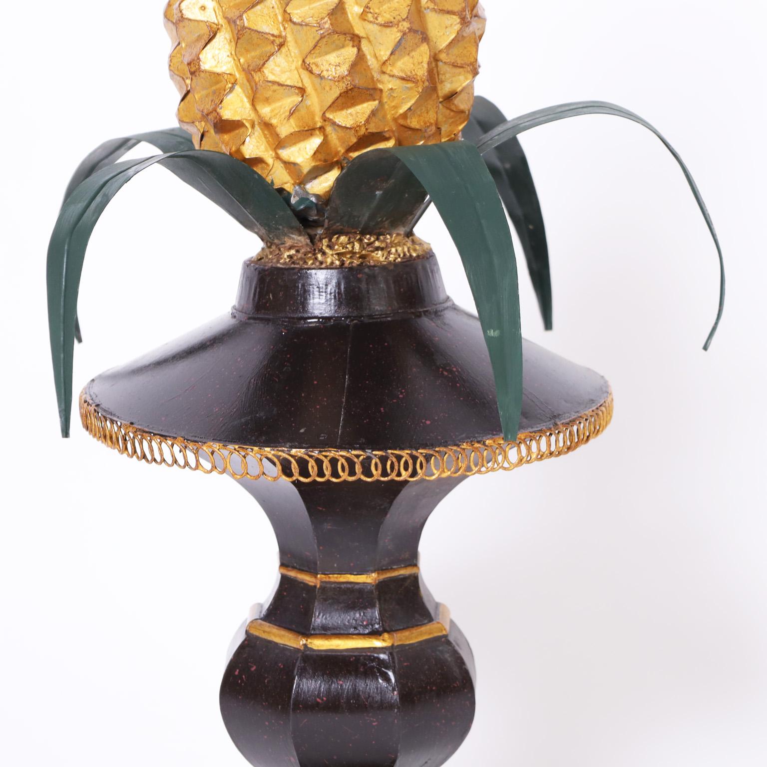 Pair of Vintage Italian Tole Pineapples For Sale 1