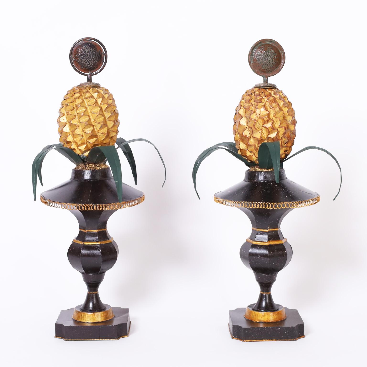 Pair of Vintage Italian Tole Pineapples