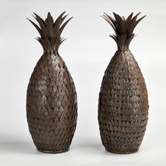 Pair of Vintage Metal Pineapple Sculptures