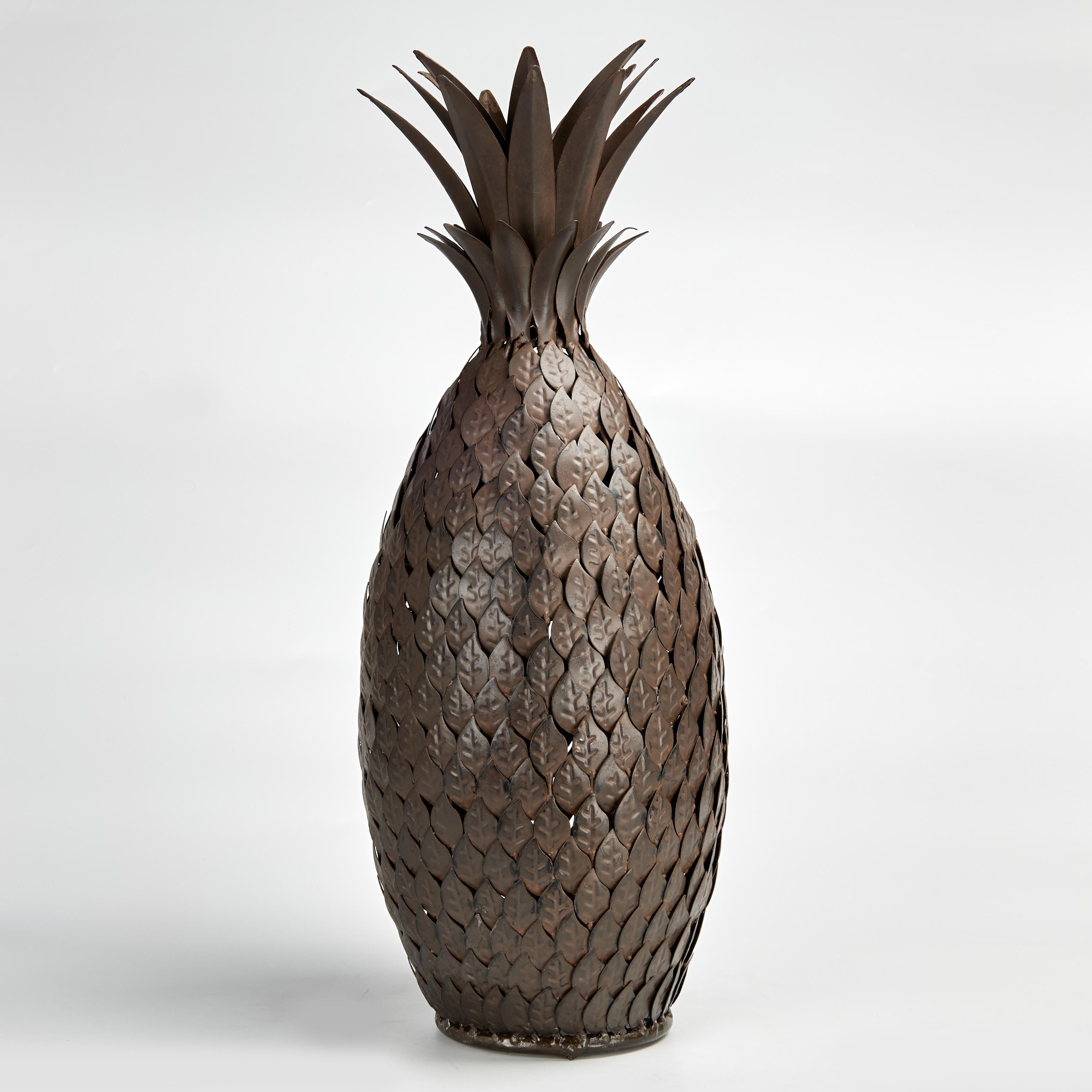 Coppia di sculture di ananas vintage in metallo - Sculpture Contemporaneo di Unknown
