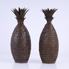 Pair of Vintage Metal Pineapple Sculptures