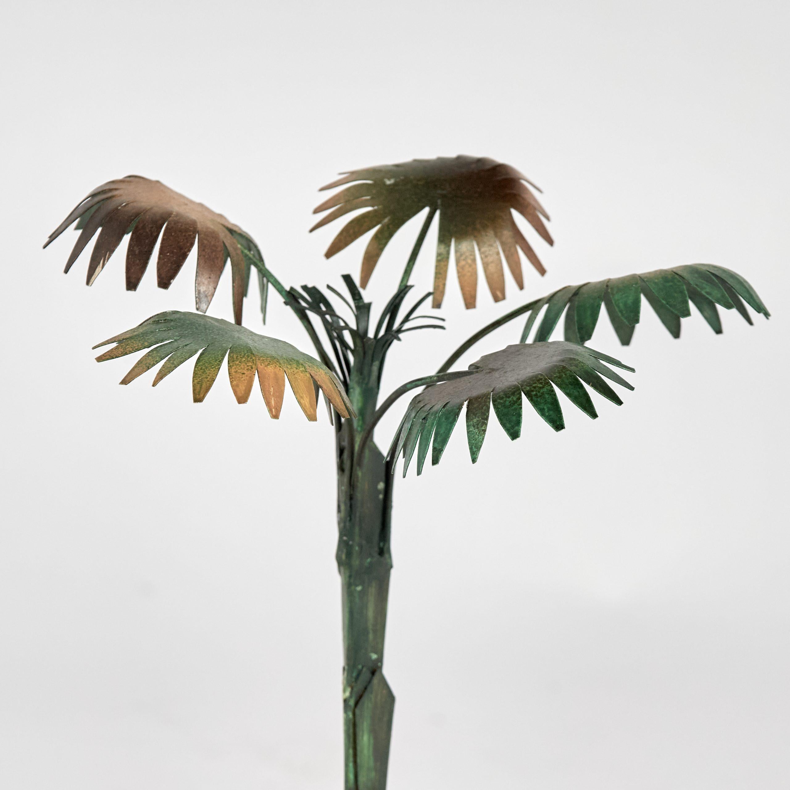 Pair of Vintage Neoclassic Italian Tole Palm Tree Garnitures or Sculptures For Sale 7
