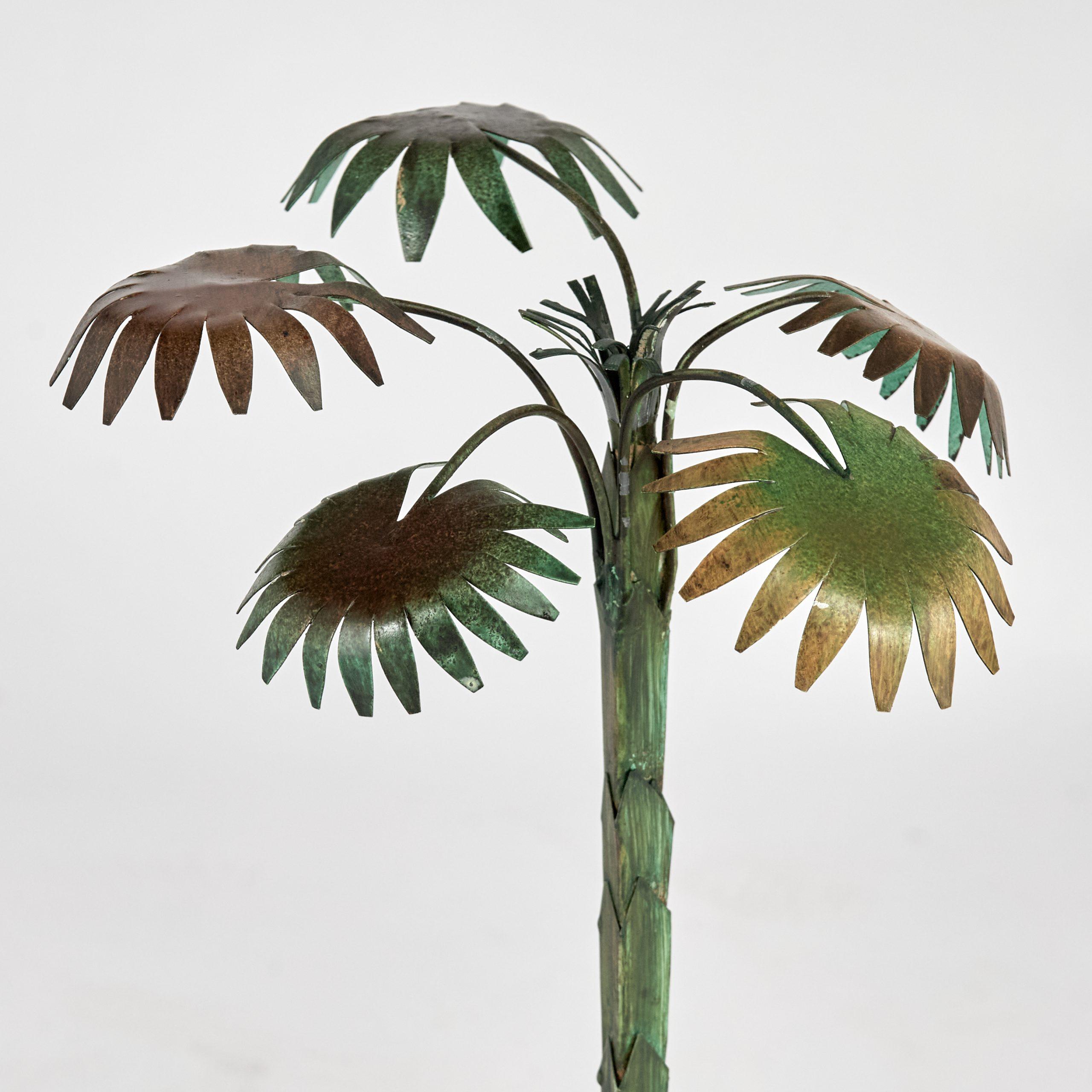 Pair of Vintage Neoclassic Italian Tole Palm Tree Garnitures or Sculptures For Sale 2