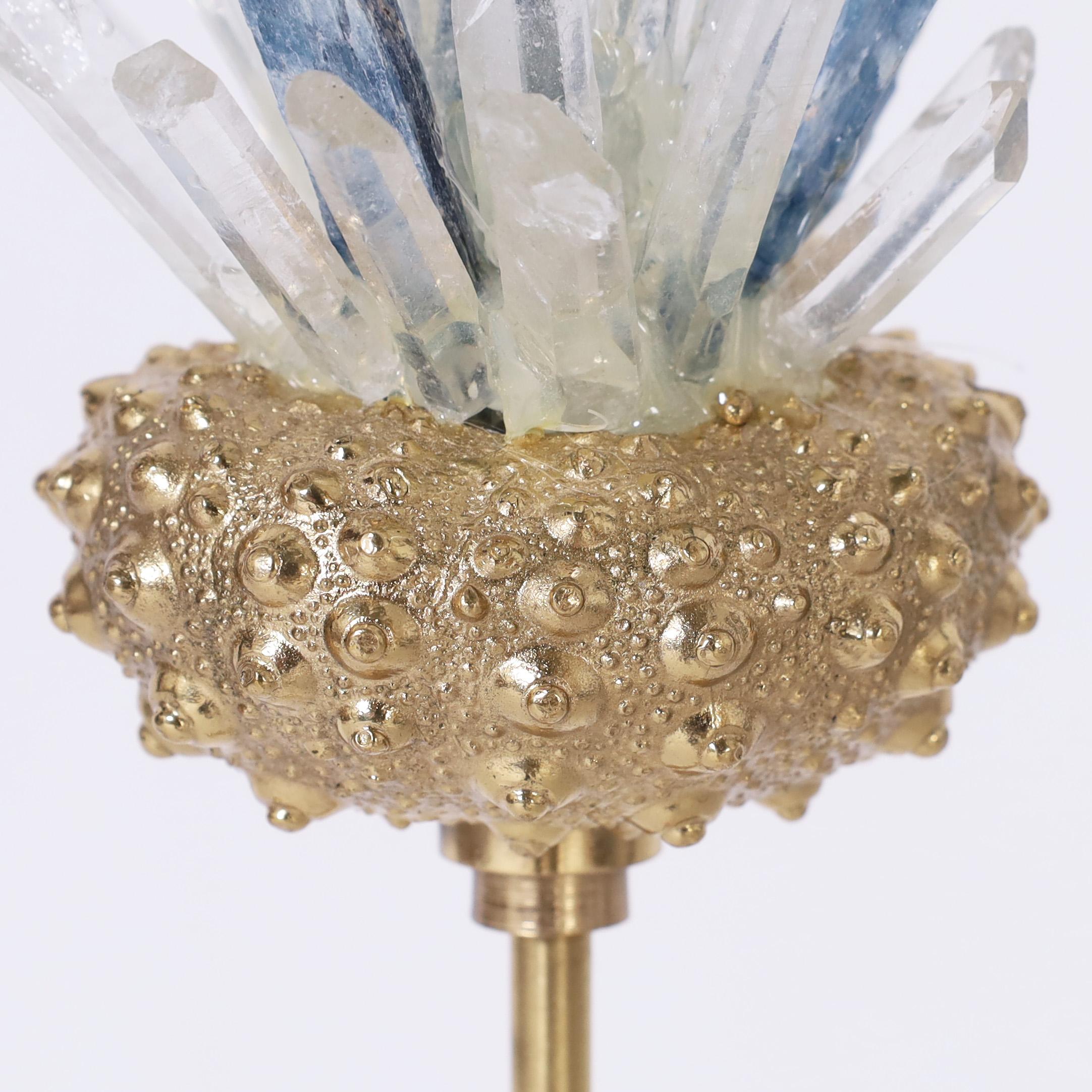 Coppia di sculture in quarzo vintage su lucite 4