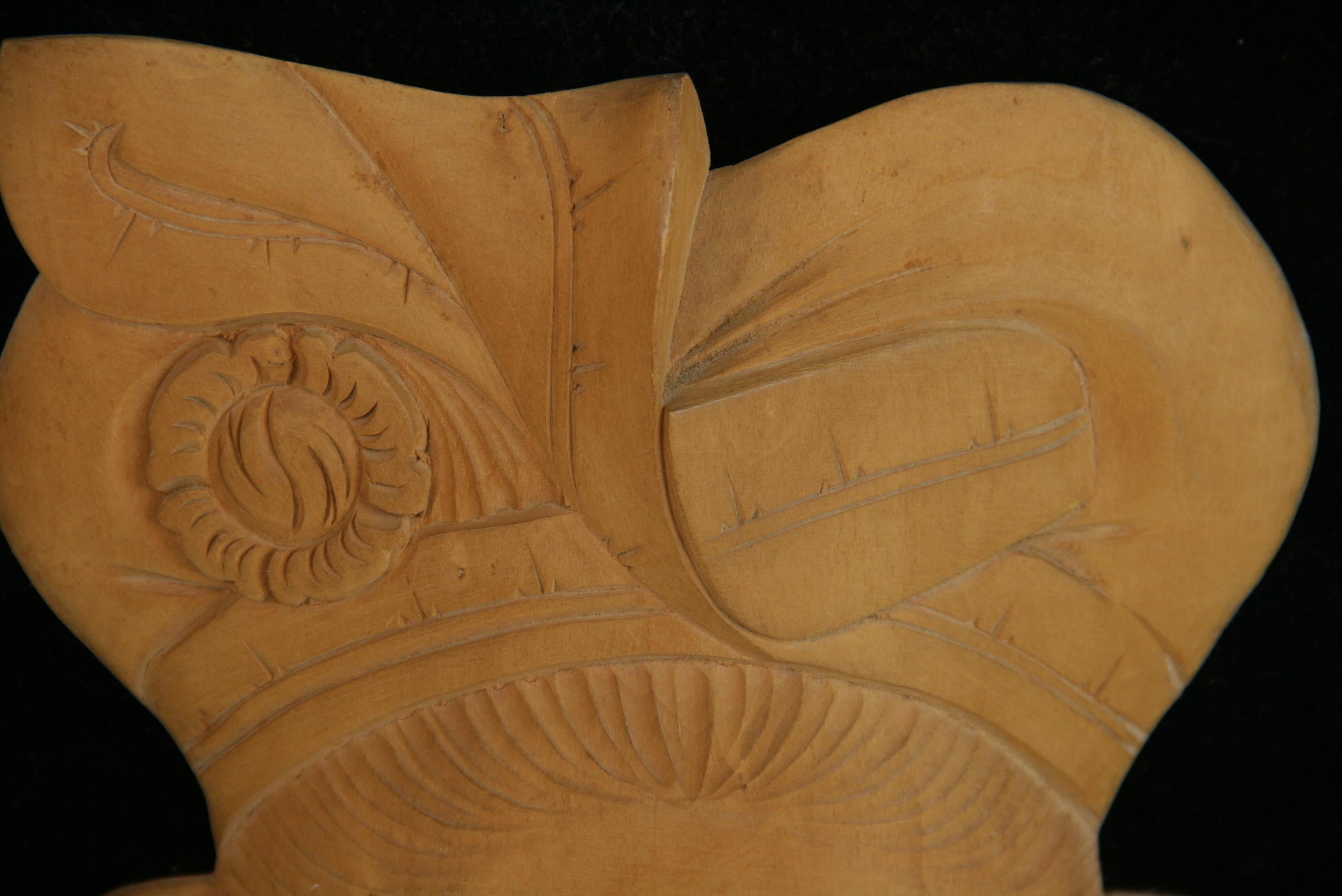 Pair of  Wood Figural Carvings Mounted in Frames  9