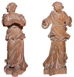 Pair of worshiping baroque angels of the XVII th century