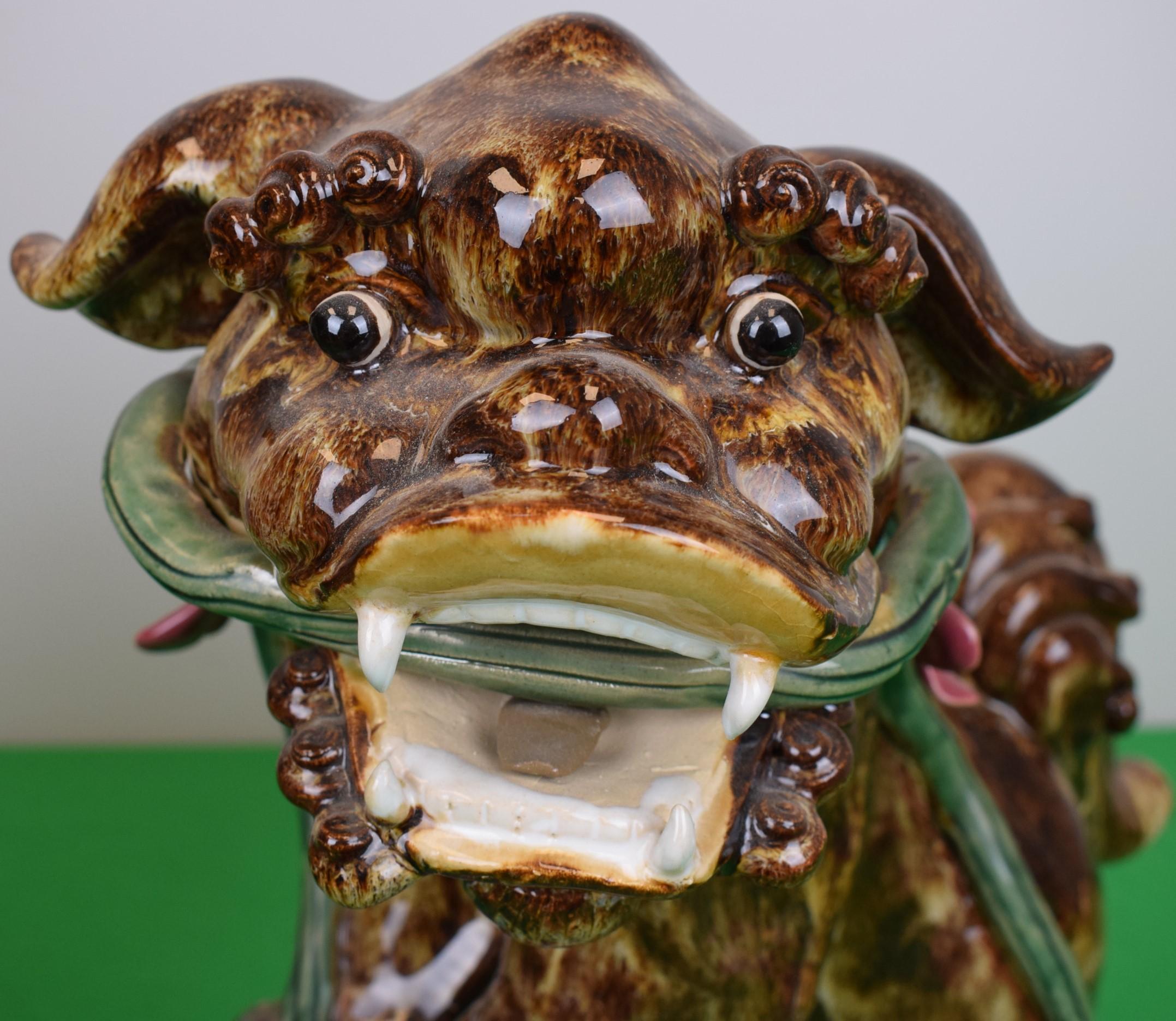 Pair x Chinoiserie Foo Dogs For Sale 3