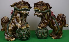 Vintage Pair x Chinoiserie Foo Dogs 