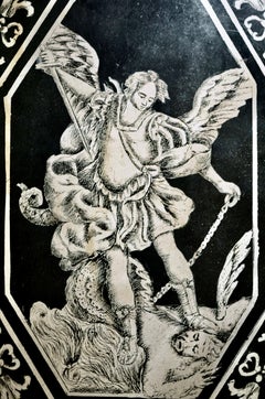 Panel in Scagliola Manifattura Carpigiana mid-17th century "St. Michael"