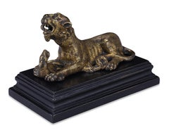 Panther and Hare Bronze Sculpture