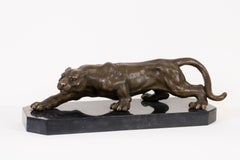Panther - Bronze, Marble, Figurative Sculpture, Art Deco, Mid-20th Century
