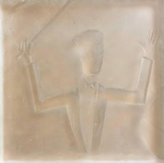 Pate de Verre, Heavy Cast Glass Sculpture of Music Conductor