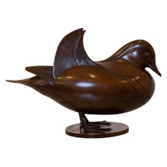 Pato mandarín de bronce patinado de Geoffrey Dashwood