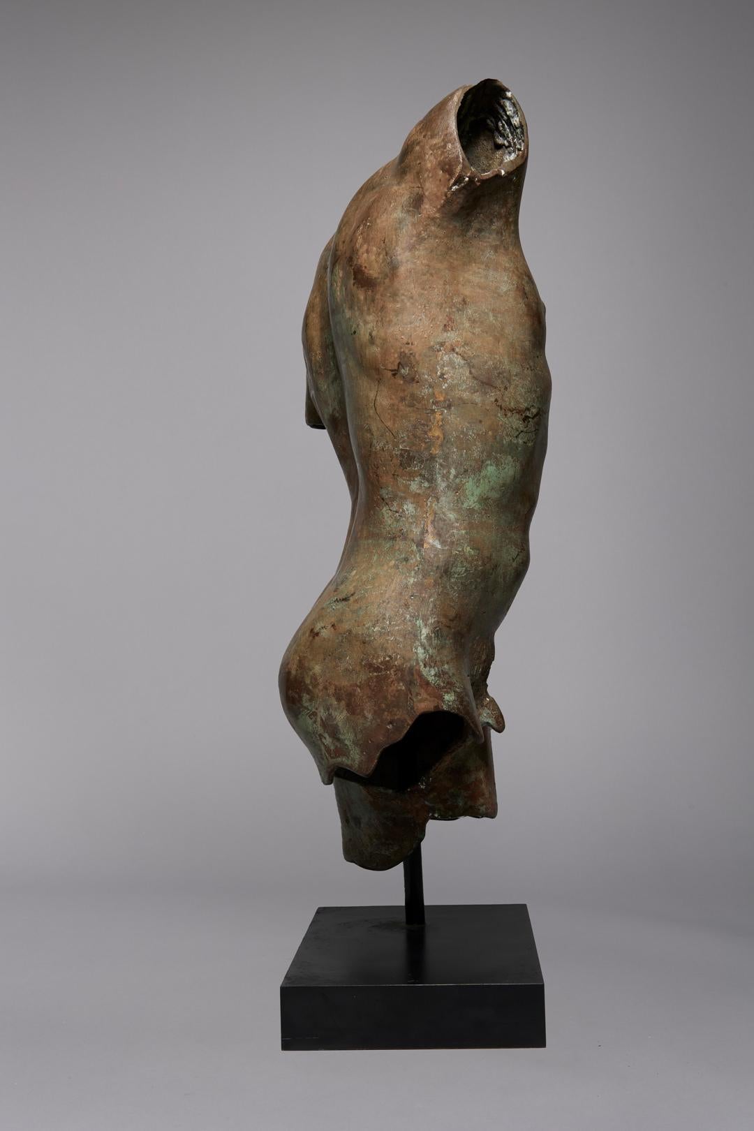 Patinated Bronze Torso after the Antique, 19th/20th Century - Gold Nude Sculpture by Unknown