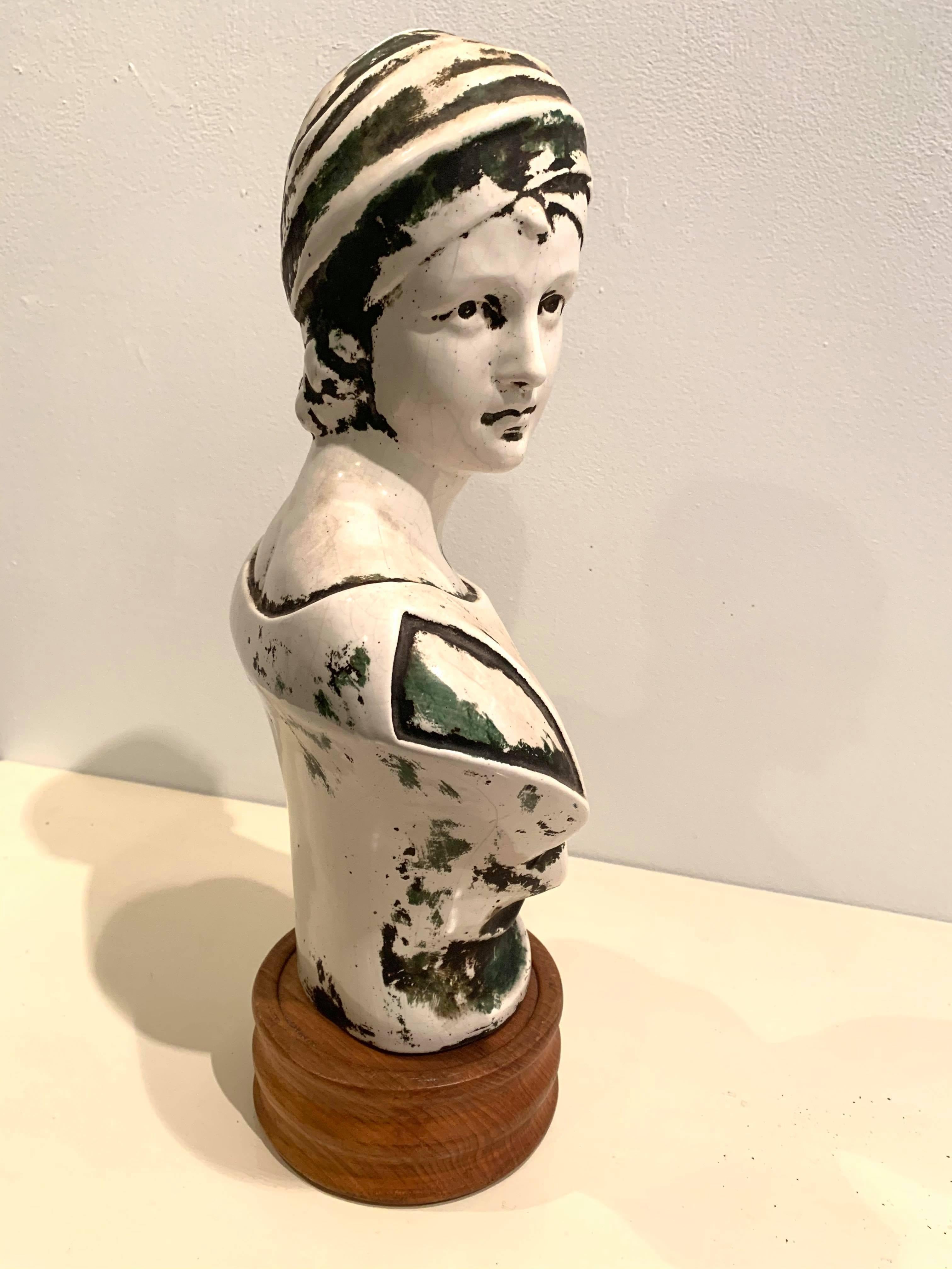 Patinated Plaster European Art Nouveau Bust For Sale 1