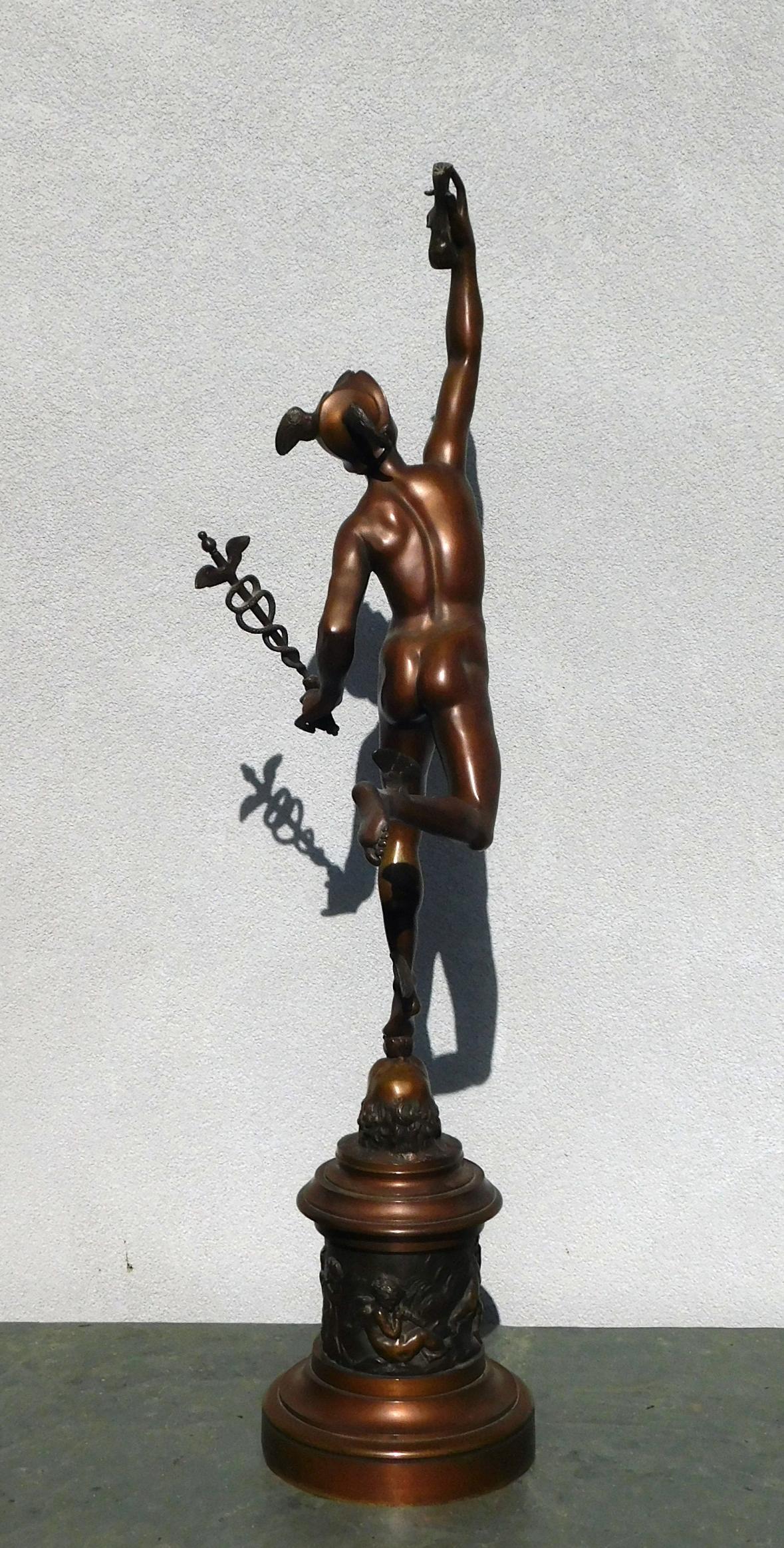 Pierre Emmanuel Guerin, (americano, nato a NY in Francia, 1833-1911). 
Grande fusione in bronzo di Mercurio della fonderia PE Guerin. Misura 36 