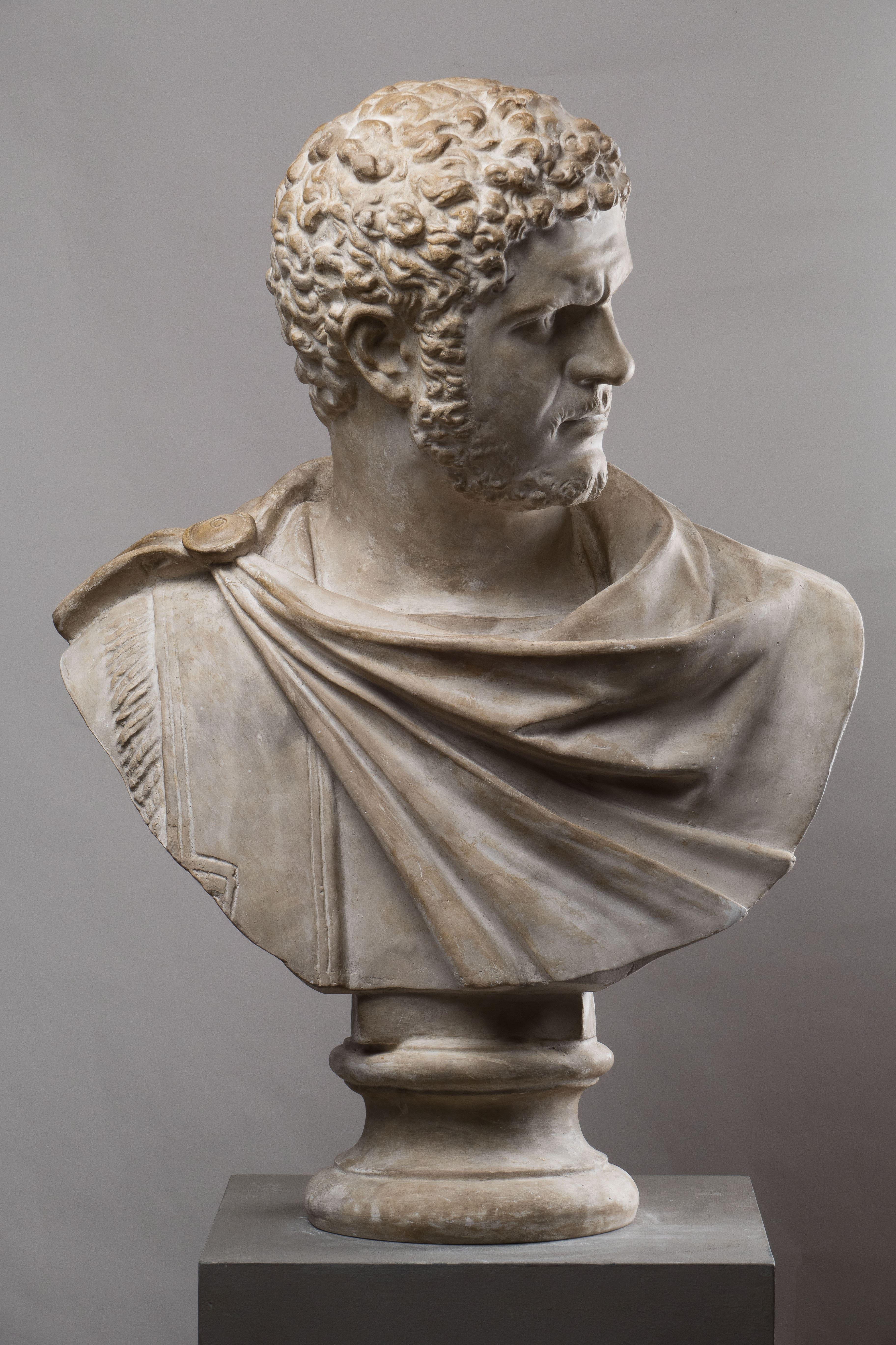 PLASTER PORTRAIT BUST OF CARACALLA, 19th Century - Sculpture by Unknown