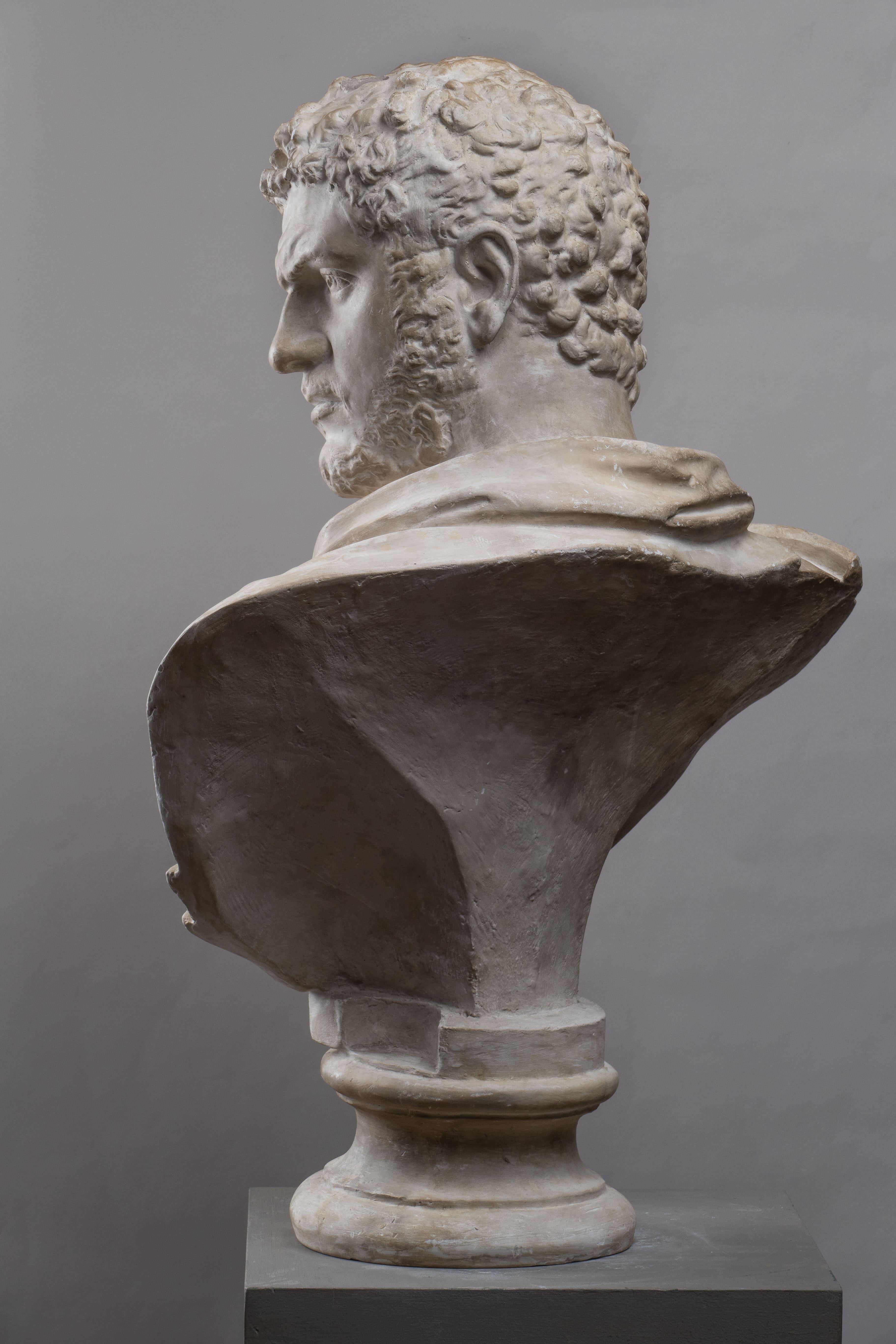 PLASTER PORTRAIT BUST OF CARACALLA, 19th Century - Gray Figurative Sculpture by Unknown