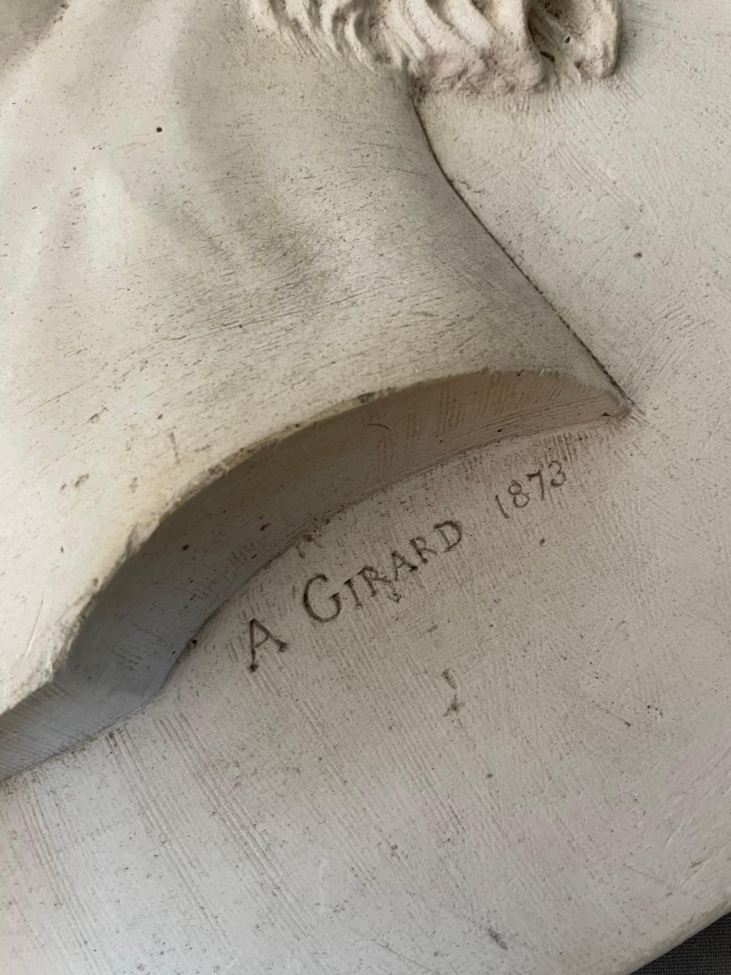 Plaster Profile, Medallion Signed A. Girard 1873 - Sculpture by Unknown