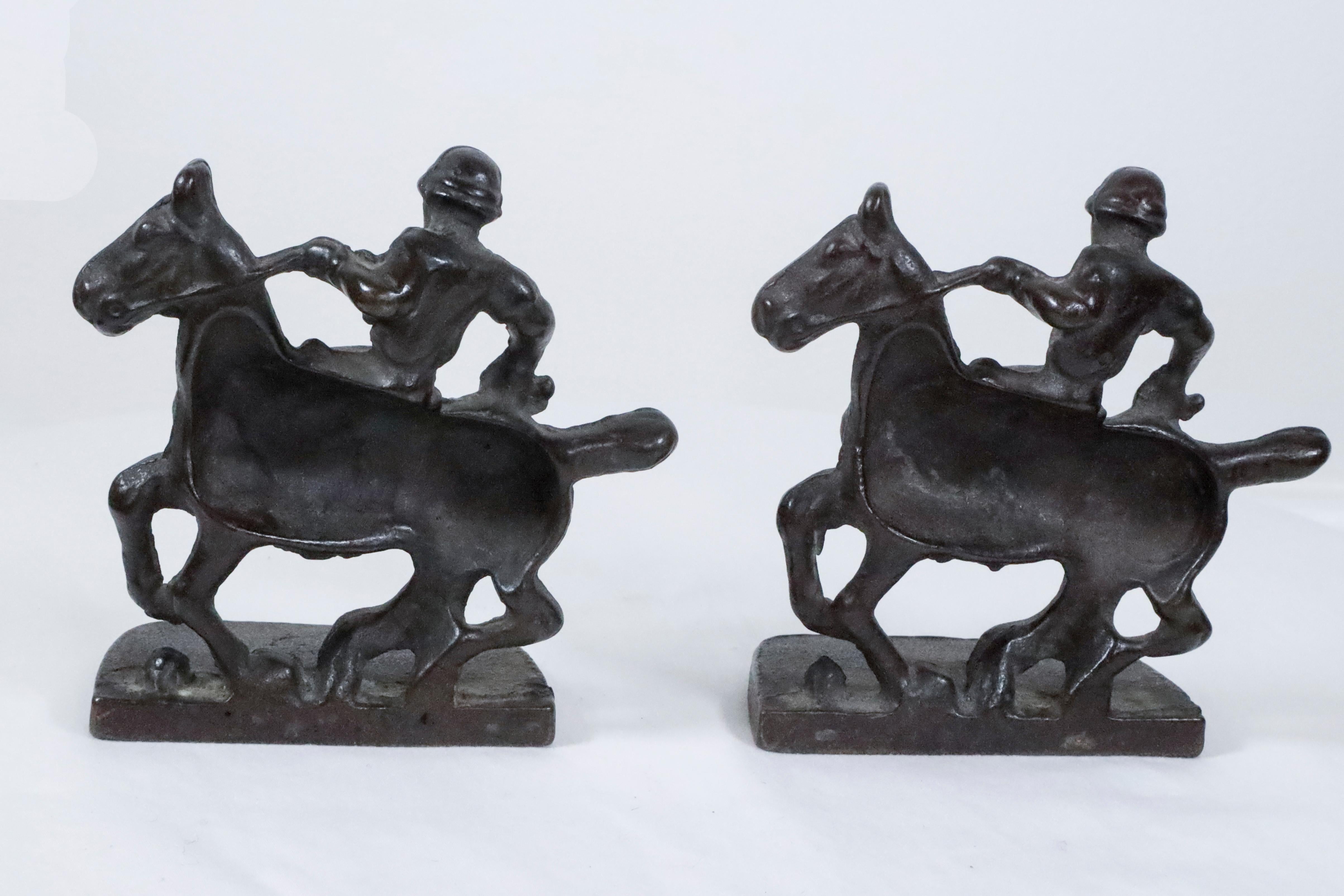 Polo Bookends in bronze for the sporty library.  These were purchased from the collection of a polo player on Long Island who had a beautiful library of sporting books.  He also owned a barn and trained hunter jumpers and sold off the top jumpers on