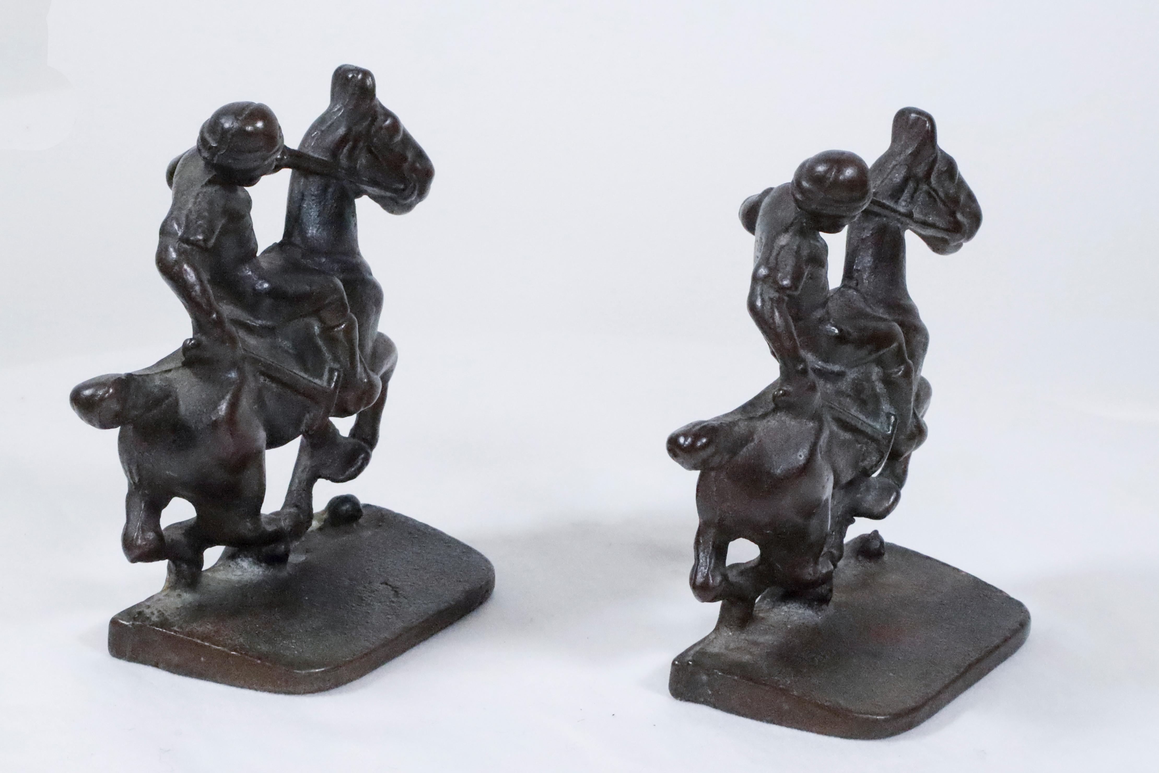 Polo Player Bookends in Bronze  For Sale 1