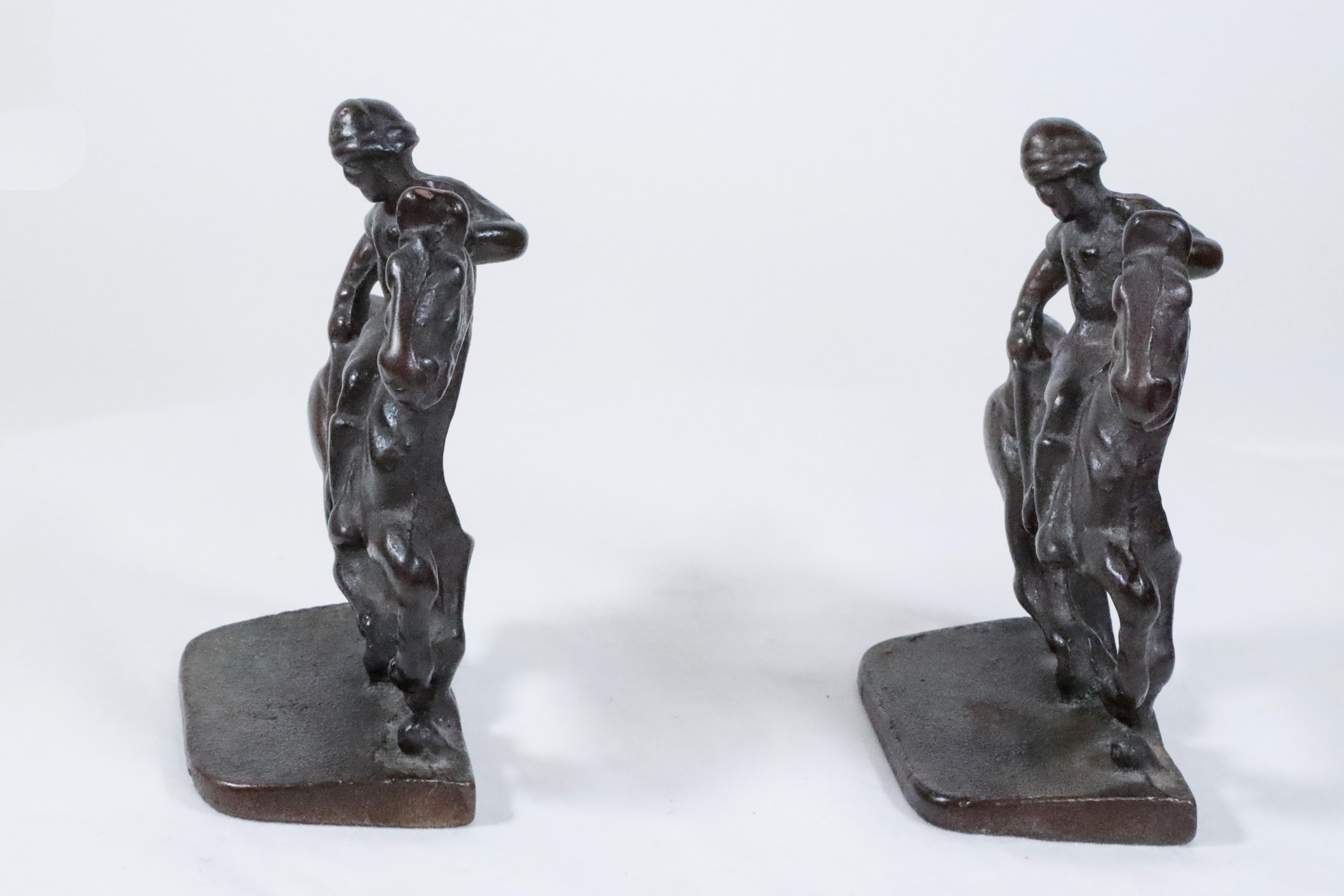 Polo Player Bookends in Bronze  For Sale 2