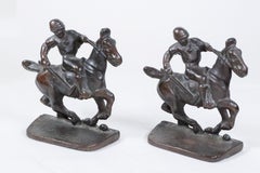 Vintage Polo Player Bookends in Bronze 