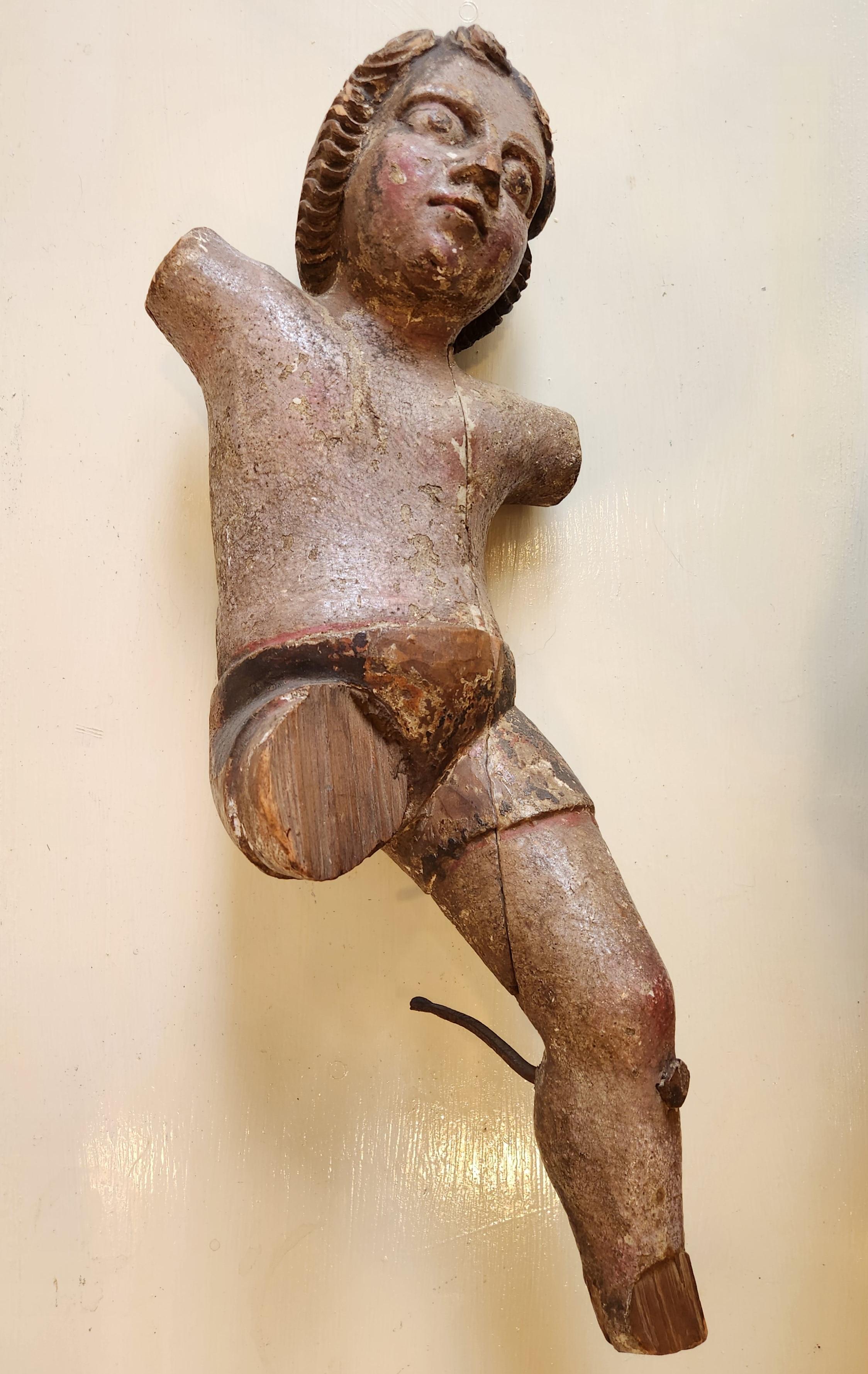 Polychrom geschnitzte mexikanische Skulptur – Kind Jesus