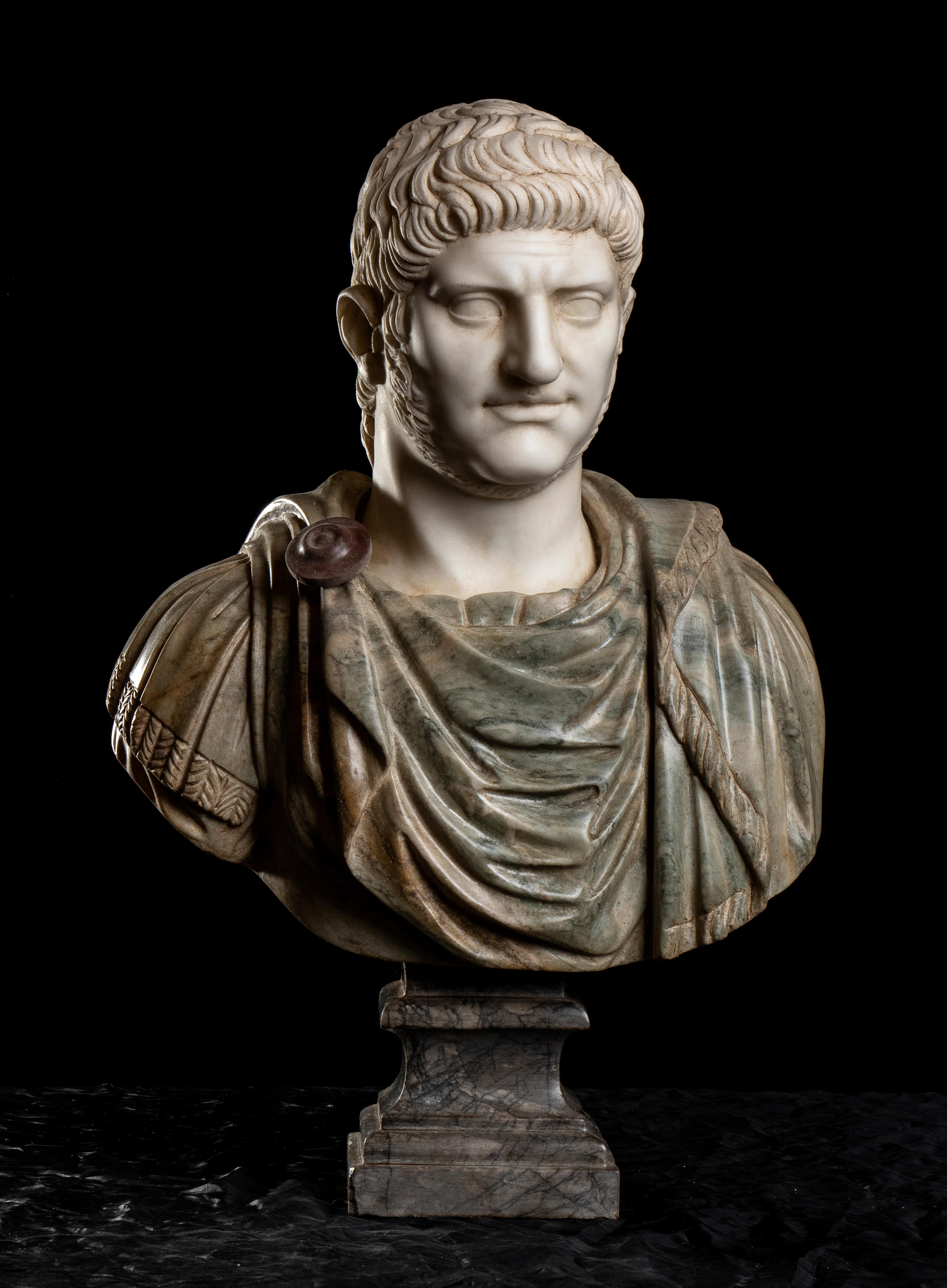 Unknown Polychrome Marble Sculpture Bust Of Emperor Nero After The