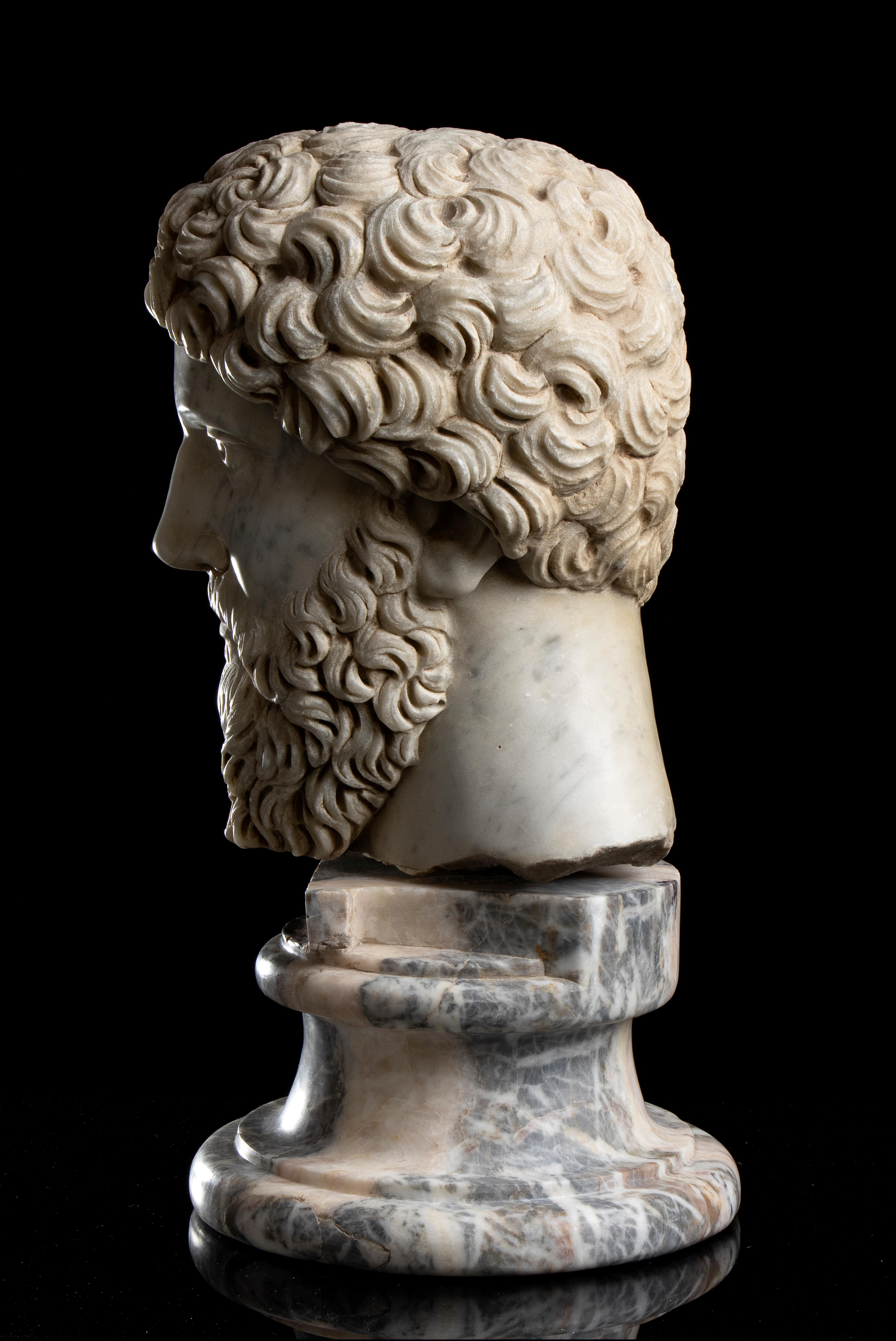 Polychrome Marmorskulptur Porträt Kaiser Marcus Aurelius Italienisch 19. im Angebot 1