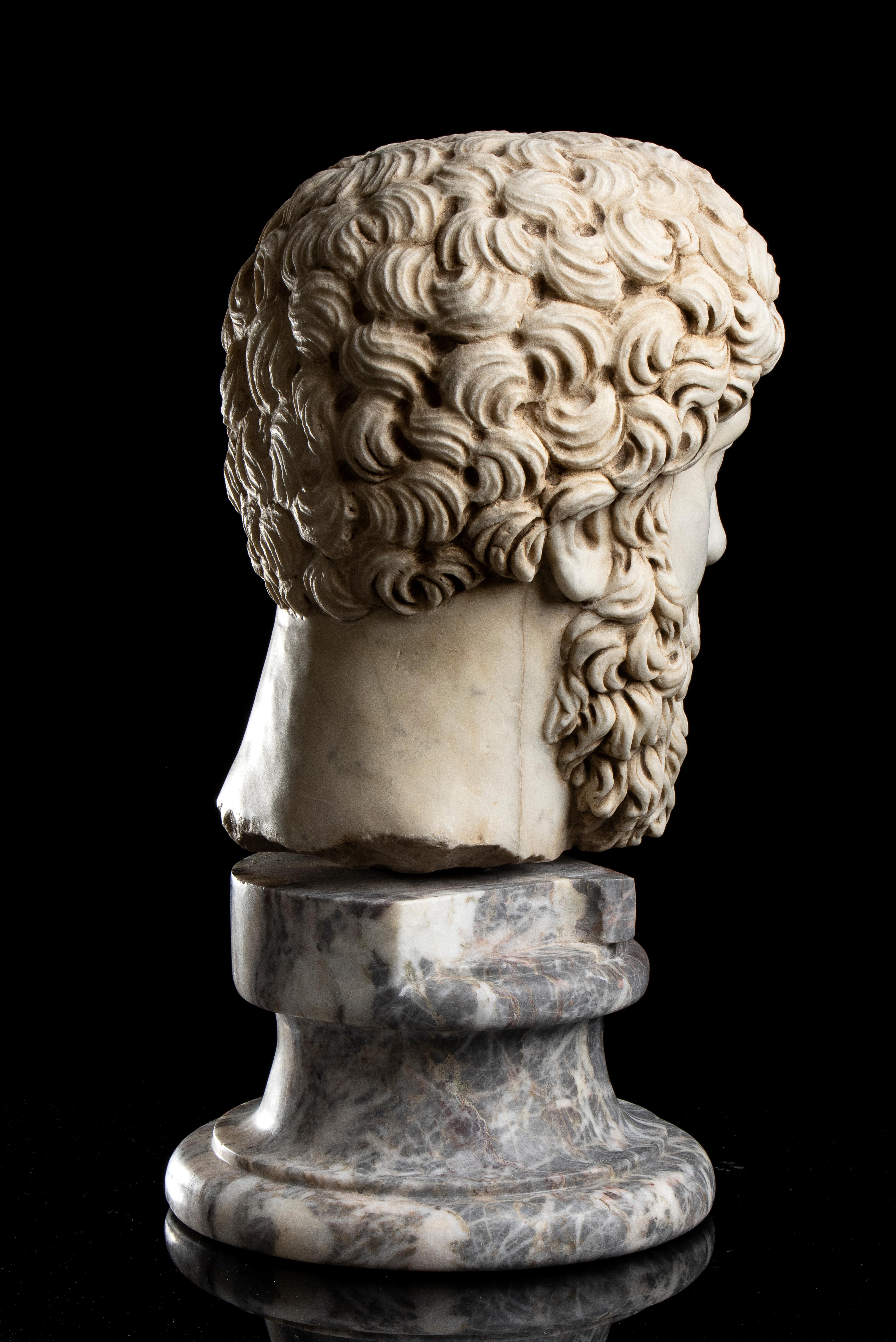 Polychrome Marmorskulptur Porträt Kaiser Marcus Aurelius Italienisch 19. im Angebot 5