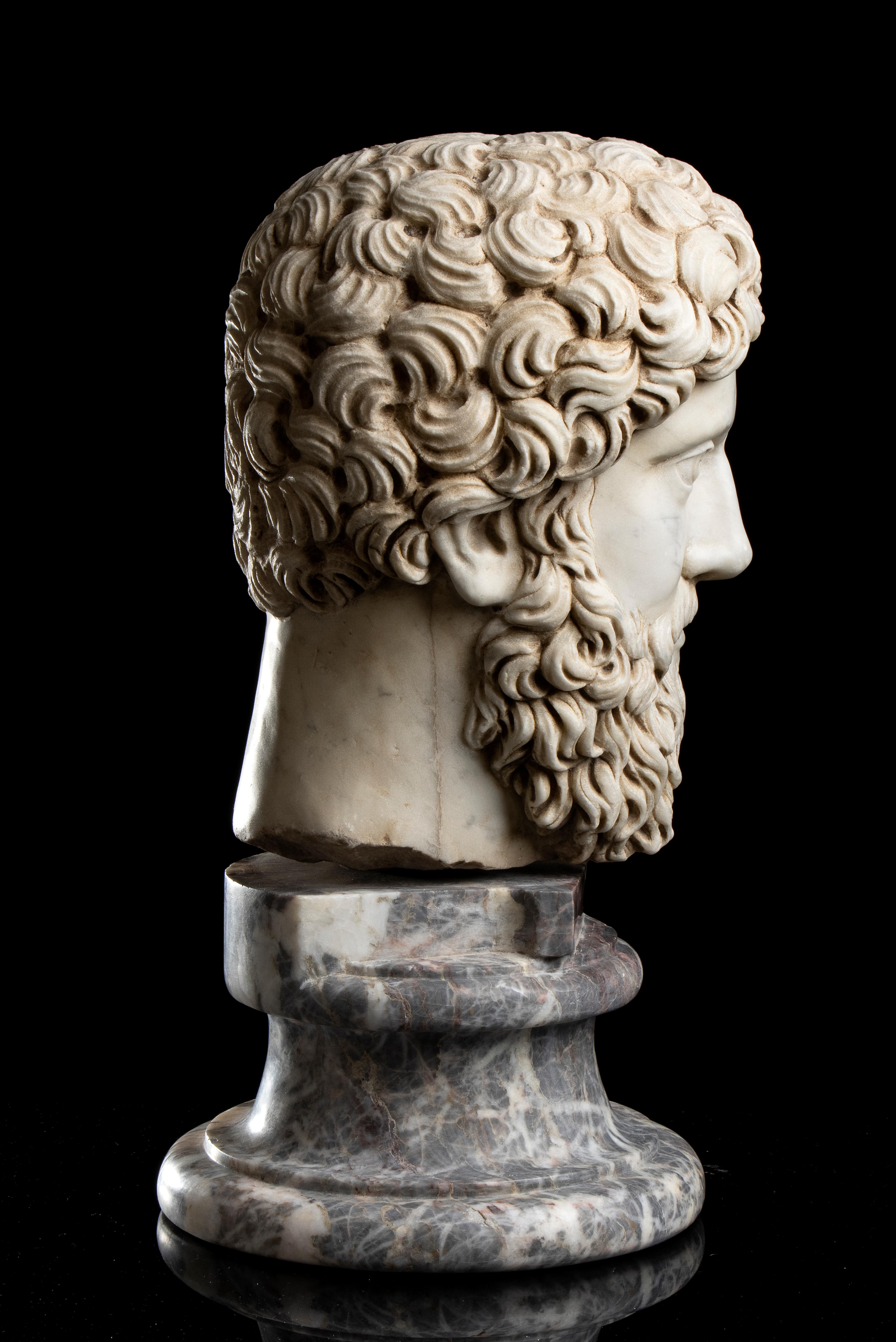 Polychrome Marmorskulptur Porträt Kaiser Marcus Aurelius Italienisch 19. im Angebot 6
