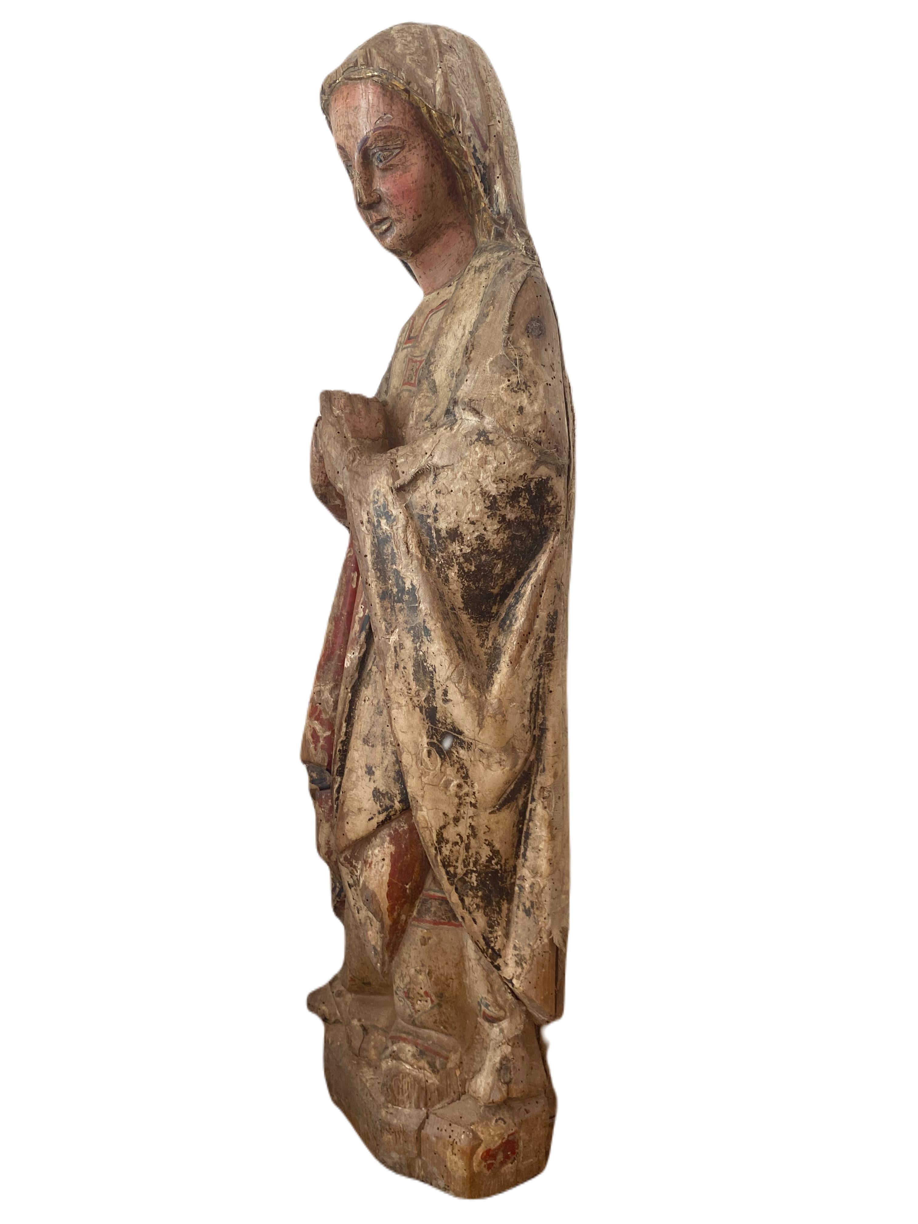 Polychrome Virgin of the Annunciation - Catalonia - Sculpture by Unknown