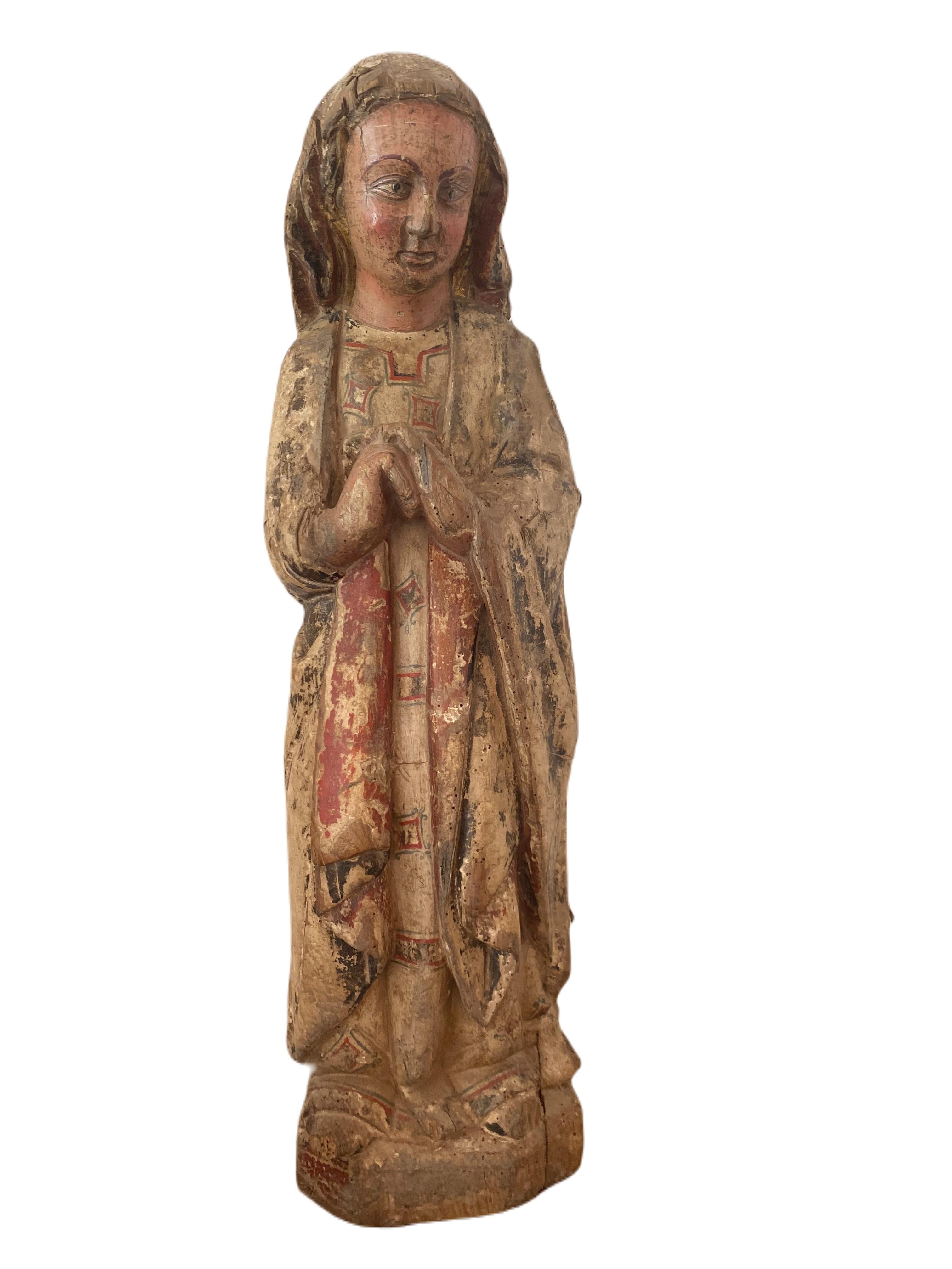 Figurative Sculpture Unknown - Vierge polychrome de l'Annonciation - Catalogne