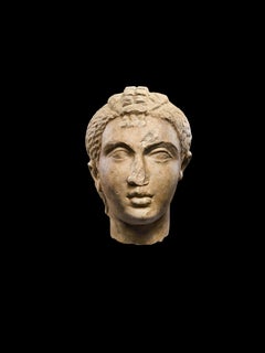 Antique ANCIENT ROMAN MARBLE SCULPTURE PORTRAIT HEAD OF A GIRL