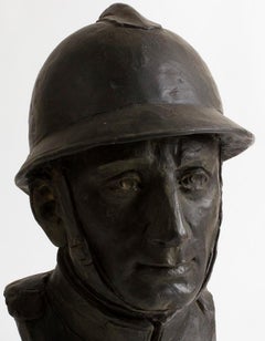 Portrait of a Soldier of the 1st World War - Bronze Sculpture - Early 1900
