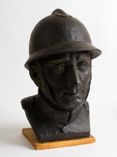 Portrait of a Soldier of the 1st World War - Bronze Sculpture - Early 1900